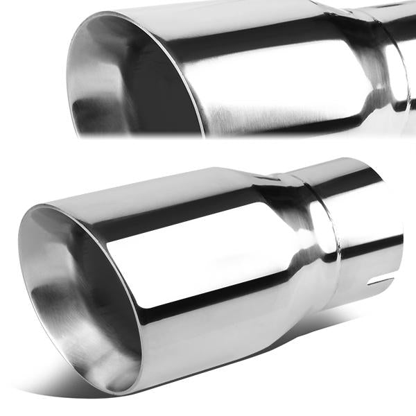 Muffler Exhaust Tip - 4Od - 3 Inlet - 7.75L - Double Wall - Angle Cut - Stainless Steel - MFL-TIP-003 - 1