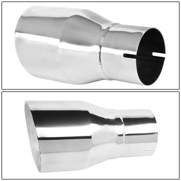 Muffler Exhaust Tip - 4.5Od - 3 Inlet - 8.25L - Double Wall - Angle Cut - Stainless Steel - MFL-TIP-004 - 4