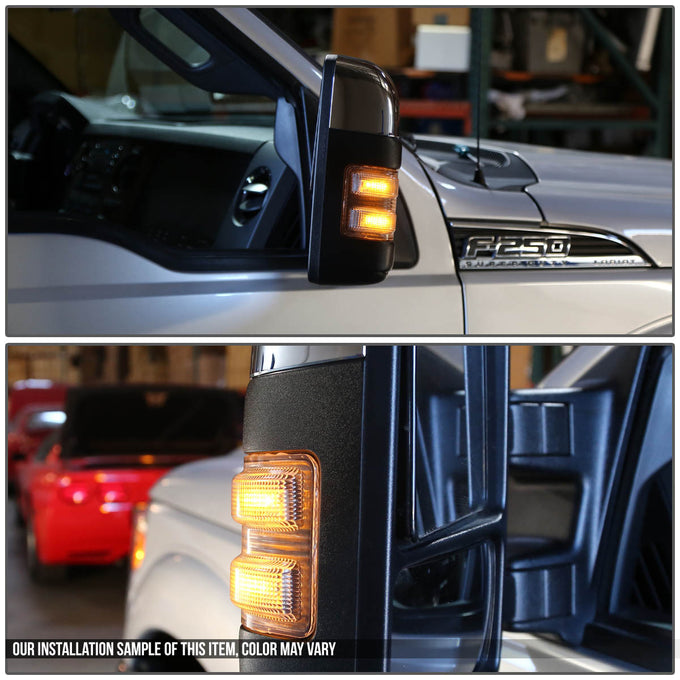 D-Motoring - Mirror Turn Signal Lights - Black Housing - Amber Corner - Direct Bolt On - OE Style - Ford F-250 / F-350 / F-450 Super Duty - 7