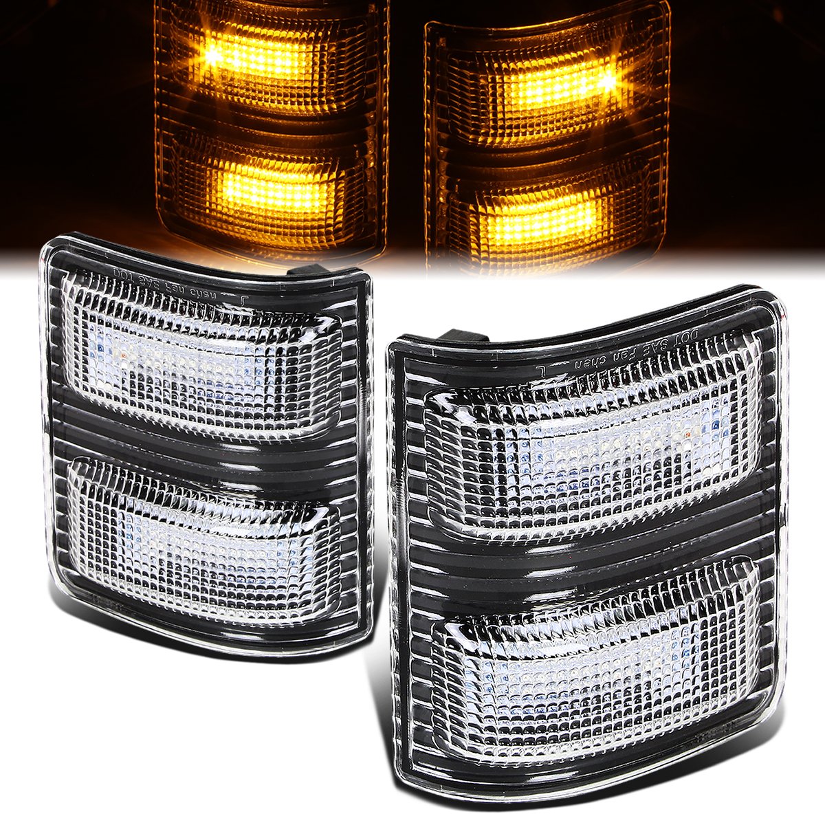 Black Housing Amber LED Mirror Turn Signal Lights<br>07-16 Ford F250 F350 F450 F550 Super Duty