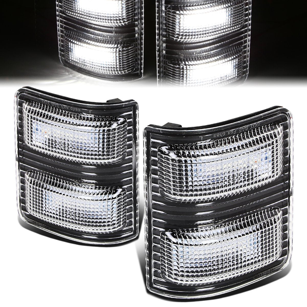 Black Housing White LED Mirror Turn Signal Lights<br>07-16 Ford F250 F350 F450 F550 Super Duty