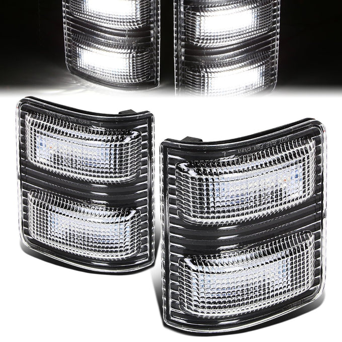 Black Housing White LED Mirror Turn Signal Lights<br>07-16 Ford F250 F350 F450 F550 Super Duty