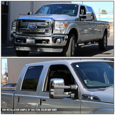 D-Motoring - Mirror Turn Signal Lights - Chrome Housing - Clear Lens - Direct Bolt On - OE Style - Ford F-250 / F-350 / F-450 Super Duty - 4
