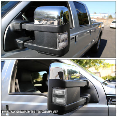 D-Motoring - Mirror Turn Signal Lights - Chrome Housing - Clear Lens - Direct Bolt On - OE Style - Ford F-250 / F-350 / F-450 Super Duty - 5