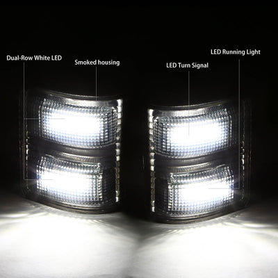 D-Motoring - Mirror Turn Signal Lights - Smoked Lens - Clear Corner - Direct Bolt On - OE Style - Ford F-250 / F-350 / F-450 Super Duty - 2