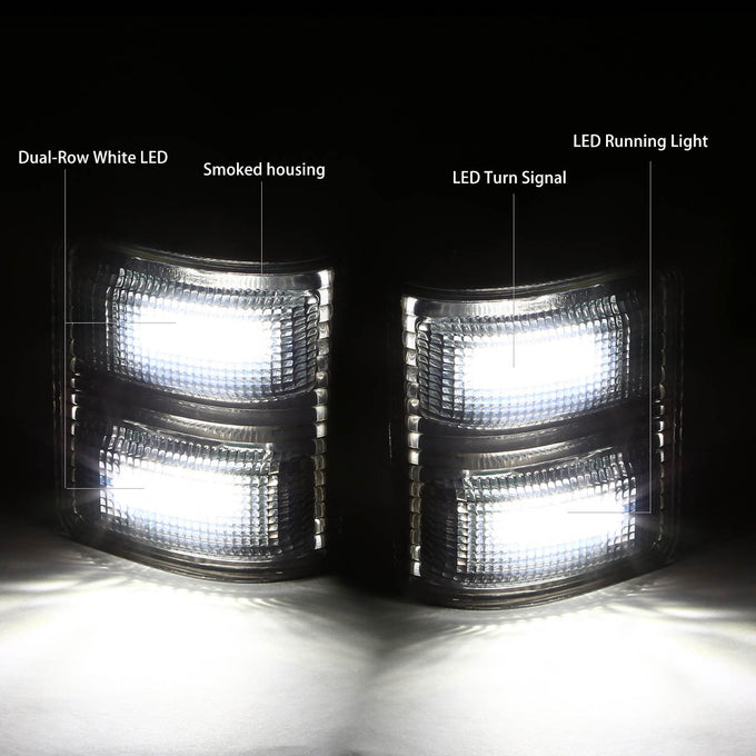 D-Motoring - Mirror Turn Signal Lights - Smoked Lens - Clear Corner - Direct Bolt On - OE Style - Ford F-250 / F-350 / F-450 Super Duty - 2