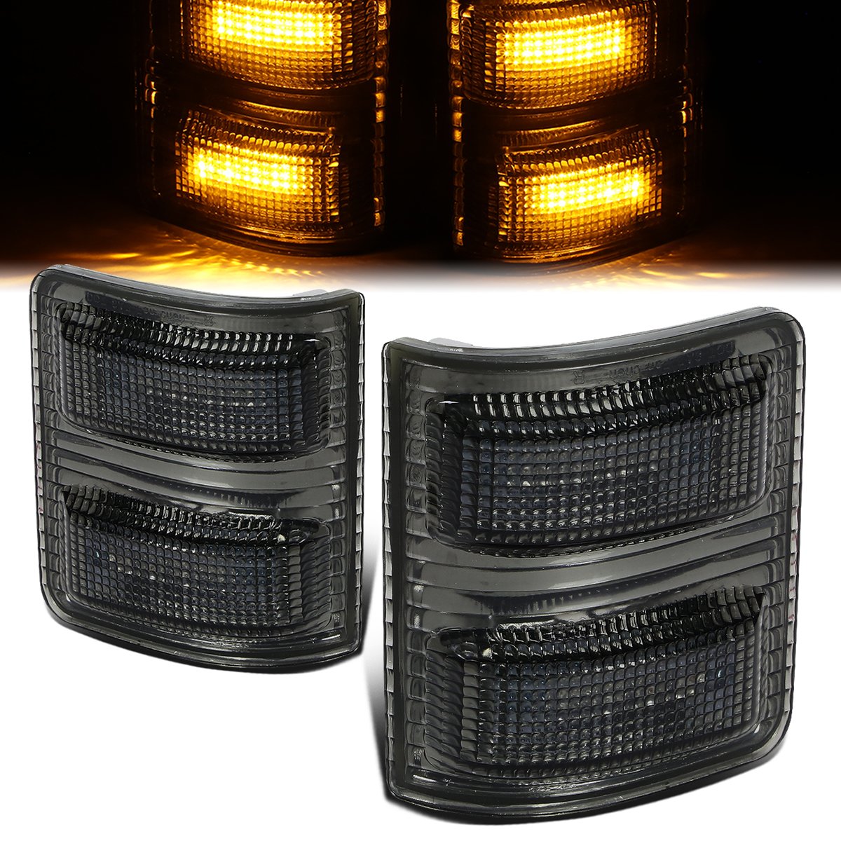 Smoked Lens White LED Mirror Turn Signal Lights<br>07-16 Ford F250 F350 F450 F550 Super Duty