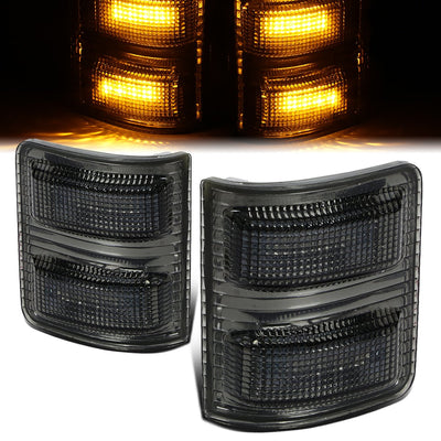 Smoked Lens White LED Mirror Turn Signal Lights<br>07-16 Ford F250 F350 F450 F550 Super Duty
