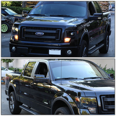 D-Motoring - Mirror Turn Signal Lights - Smoked Lens - Clear Corner - Direct Bolt On - OE Style - 09-14 Ford F-150 - 5