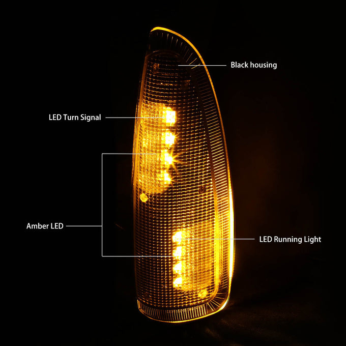 D-Motoring - Mirror Turn Signal Lights - Black Housing - Amber Corner - Direct Bolt On - OE Style - Ford F-250 / F-350 / F-450 / F-550 Super Duty  - 2
