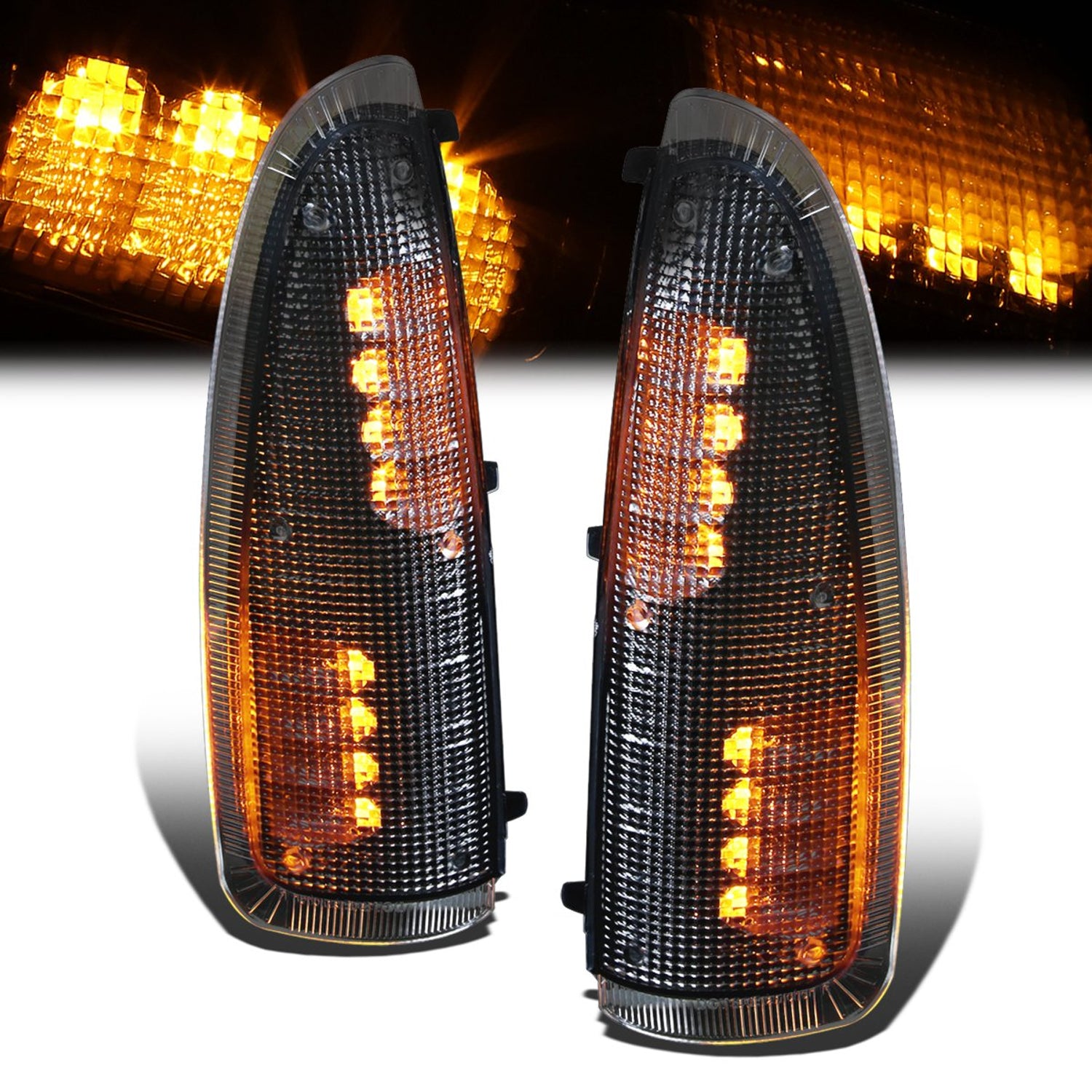 Tinted Lens Amber LED Mirror Turn Signal Lights <br>99-07 Ford F250 F350 F450 F550 Super Duty