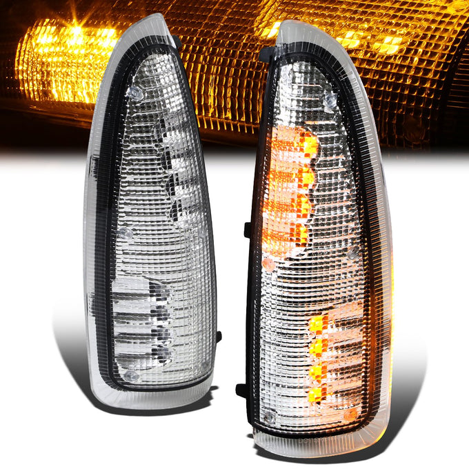Chrome Housing Amber LED Mirror Turn Signal Lights<br>99-07 Ford F250 F350 F450 F550 Super Duty