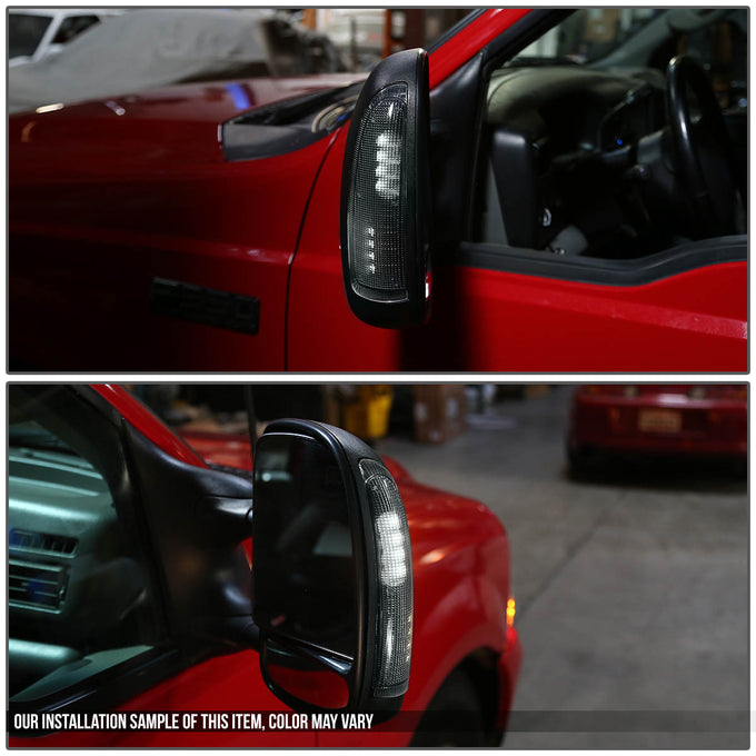 D-Motoring - Mirror Turn Signal Lights - Smoked Lens - Clear Corner - Direct Bolt On - OE Style - Ford F-250 / F-350 Super Duty / Ford Excursion - 7