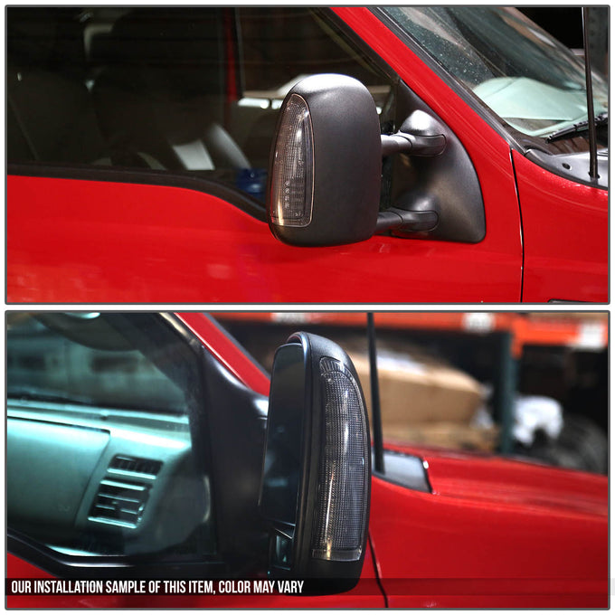 D-Motoring - Mirror Turn Signal Lights - Smoked Lens - Clear Corner - Direct Bolt On - OE Style - Ford F-250 / F-350 Super Duty / Ford Excursion - 5