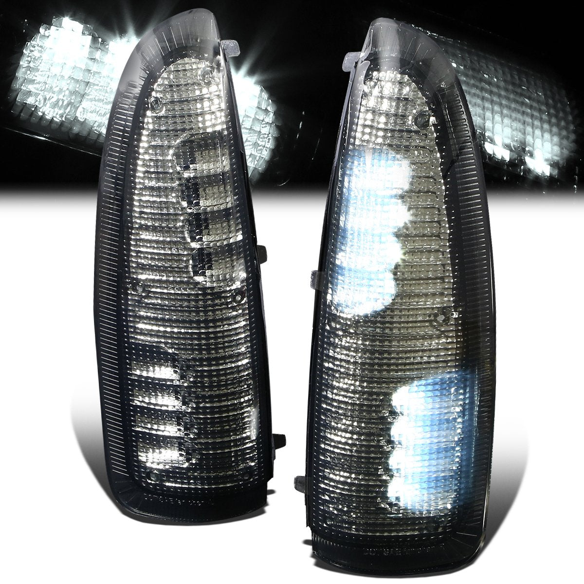 Smoked Lens White LED Mirror Turn Signal Lights<br>99-07 Ford F250 F350 F450 F550 Super Duty