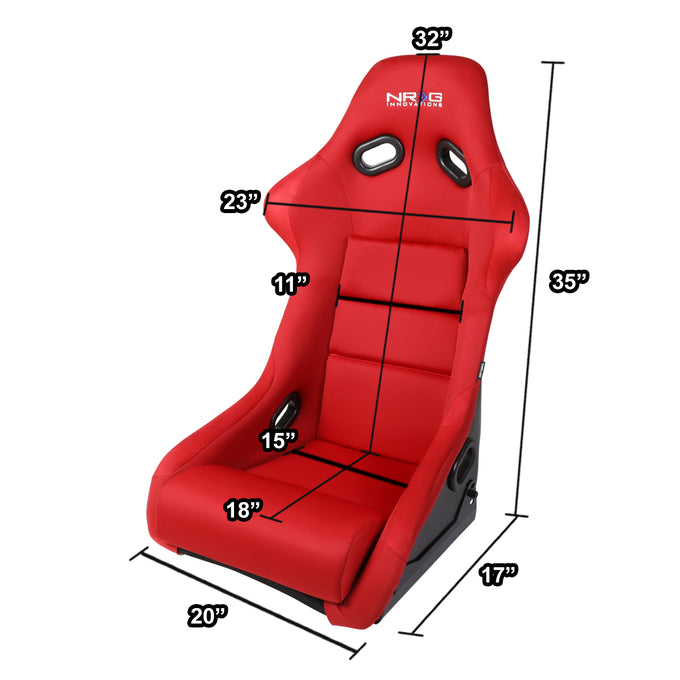 Pair Red Fiberglass Woven Fixed Back Bucket Racing Seats <br>Universal