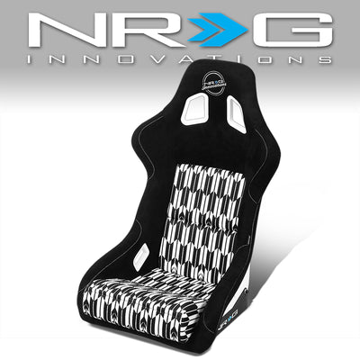 White fiber Back Finish Vegan Satin Suede Bucket Racing Seat <br>Universal