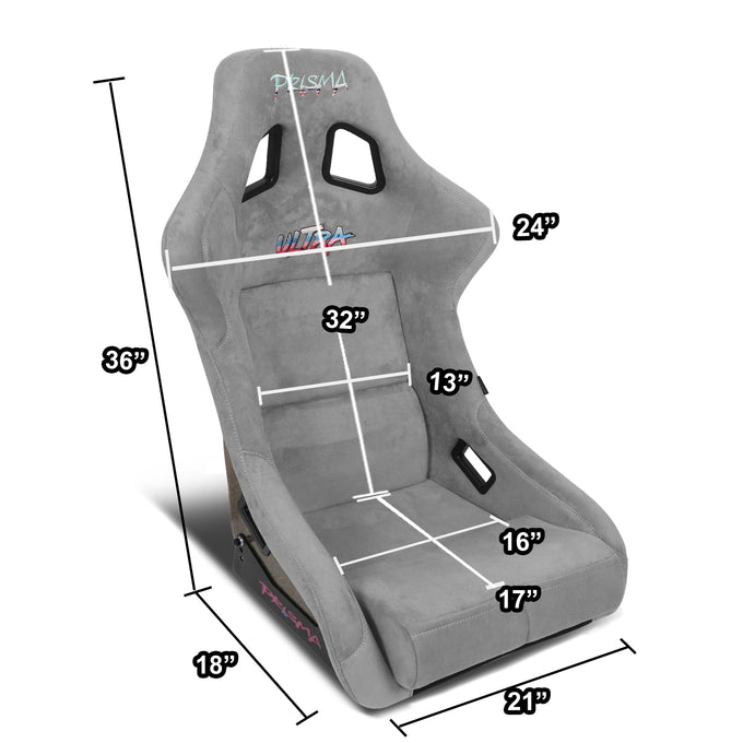 Large Size Grey Alcantara Bucket Racing Seats <br>Universal