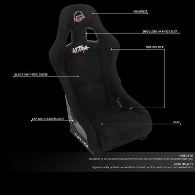 1 Piece Medium Alcantara Prisma Ultra Fixed Bucket Racing Seat <br>Universal