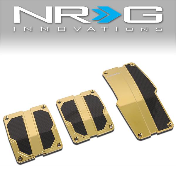 Nrg Innovations - MT Vehicle Foot Pedal Pad Cover Plates - W/Carbon Fiber Trim - Aluminum - 1