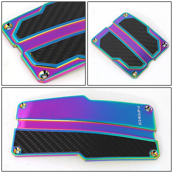 Nrg Innovations - MT Vehicle Foot Pedal Pad Cover Plates - W/Carbon Fiber Trim - Aluminum - 4