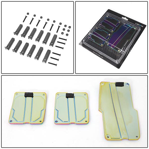 Nrg Innovations - MT Vehicle Foot Pedal Pad Cover Plates - W/Carbon Fiber Trim - Aluminum - 5