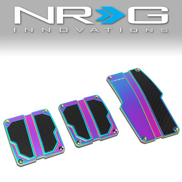 Nrg Innovations - MT Vehicle Foot Pedal Pad Cover Plates - W/Carbon Fiber Trim - Aluminum - 1