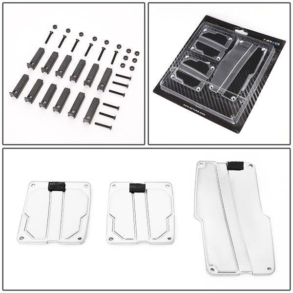 Nrg Innovations - MT Vehicle Foot Pedal Pad Cover Plates - W/Carbon Fiber Trim - Aluminum - 5