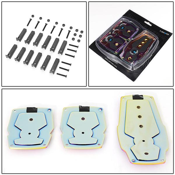Nrg Innovations - MT Vehicle Foot Pedal Pad Cover Plates - W/Rubber Trim Insert - Aluminum - 5