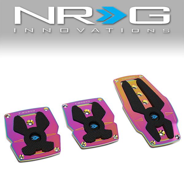 Nrg Innovations - MT Vehicle Foot Pedal Pad Cover Plates - W/Rubber Trim Insert - Aluminum - 1