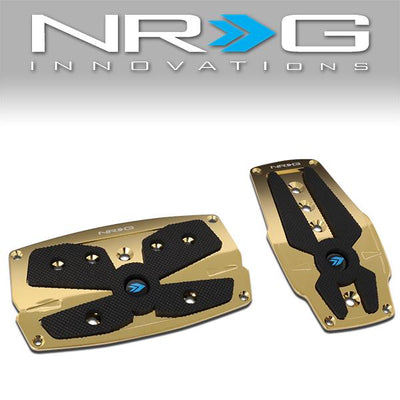 Nrg Innovations - AT Vehicle Foot Pedal Pad Cover Plates - W/Rubber Trim Insert - Aluminum - 1