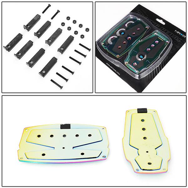 Nrg Innovations - AT Vehicle Foot Pedal Pad Cover Plates - W/Rubber Trim Insert - Aluminum - 5