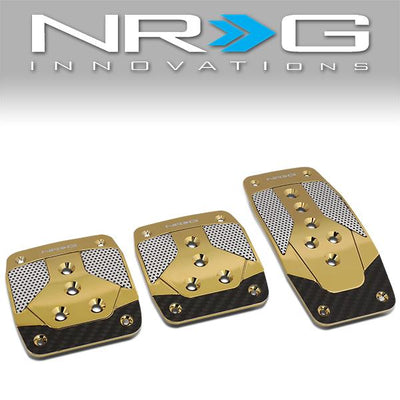 Nrg Innovations - MT Vehicle Foot Pedal Pad Cover Plates - W/Carbon Fiber Trim - Aluminum - 1