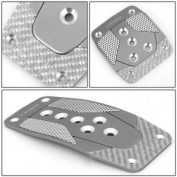 Nrg Innovations - MT Vehicle Foot Pedal Pad Cover Plates - W/Carbon Fiber Trim - Aluminum - 4