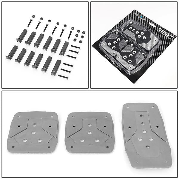 Nrg Innovations - MT Vehicle Foot Pedal Pad Cover Plates - W/Carbon Fiber Trim - Aluminum - 5
