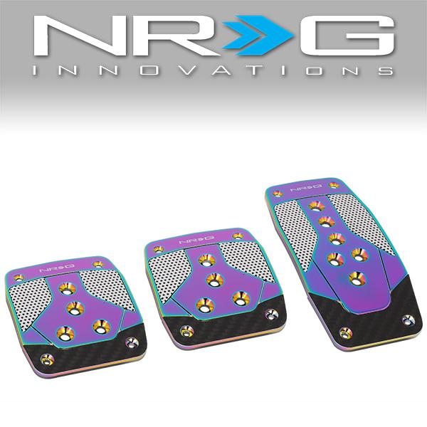 Nrg Innovations - MT Vehicle Foot Pedal Pad Cover Plates - W/Carbon Fiber Trim - Aluminum - 1