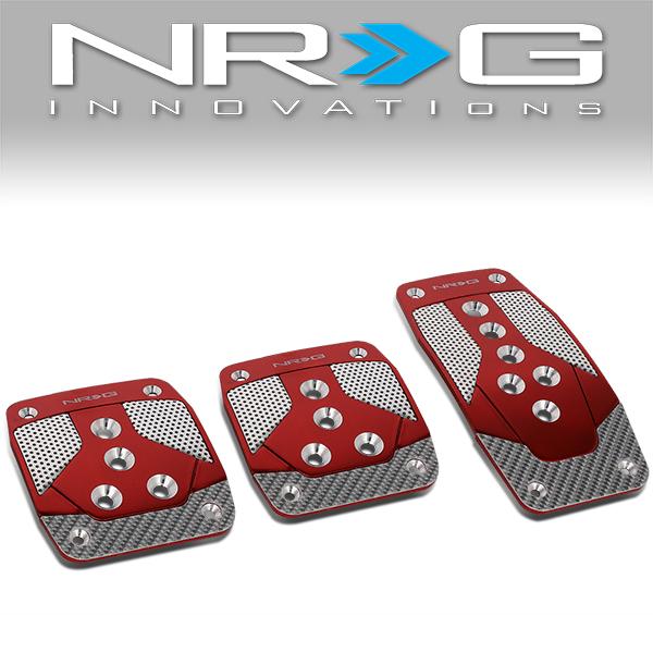 Nrg Innovations - MT Vehicle Foot Pedal Pad Cover Plates - W/Carbon Fiber Trim - Aluminum - 1