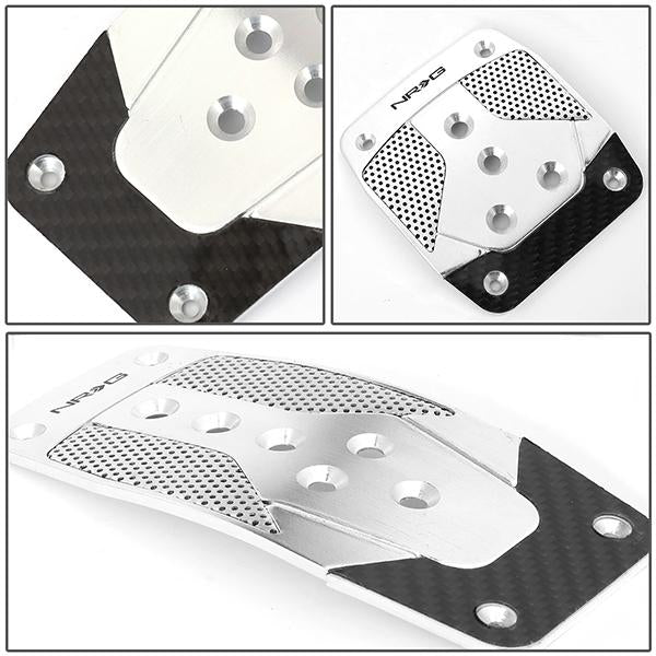 Nrg Innovations - MT Vehicle Foot Pedal Pad Cover Plates - W/Carbon Fiber Trim - Aluminum - 4