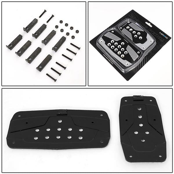 Nrg Innovations - AT Vehicle Foot Pedal Pad Cover Plates - W/Carbon Fiber Trim - Aluminum - 5