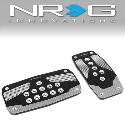 Nrg Innovations - AT Vehicle Foot Pedal Pad Cover Plates - W/Carbon Fiber Trim - Aluminum - 1