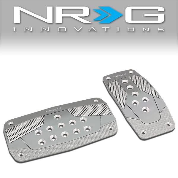 Nrg Innovations - AT Vehicle Foot Pedal Pad Cover Plates - W/Carbon Fiber Trim - Aluminum - 1