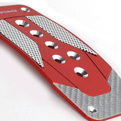 Nrg Innovations - AT Vehicle Foot Pedal Pad Cover Plates - W/Carbon Fiber Trim - Aluminum - 3