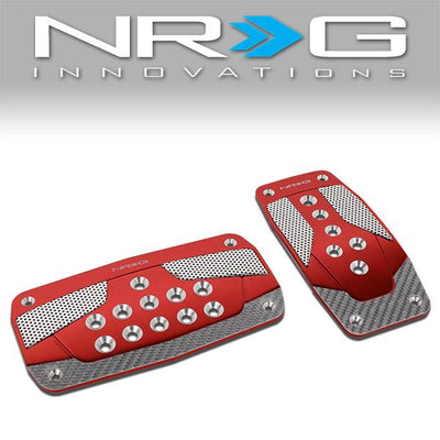 Nrg Innovations - AT Vehicle Foot Pedal Pad Cover Plates - W/Carbon Fiber Trim - Aluminum - 1