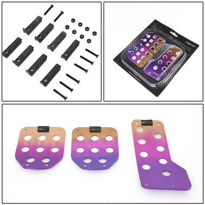 Nrg Innovations - MT Vehicle Foot Pedal Pad Cover Plates - W/Titanium Fade - Aluminum - 5