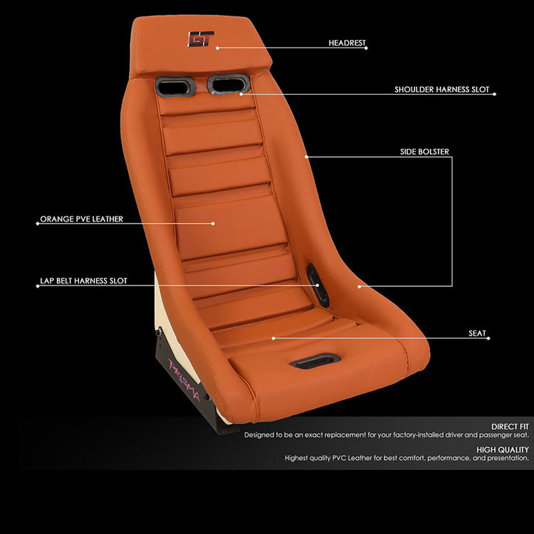 NRG Red Vegan Leather Prisma GT Fixed Back Racing Bucket Seat w/Mount  Bracket