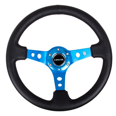 350mm 3 in. Deep Dish Leather Grip Steering Wheel<br>Universal