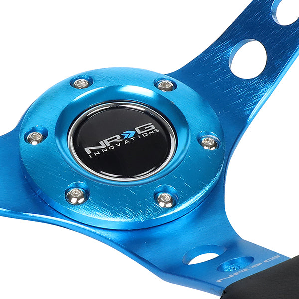 350mm 3 in. Deep Dish Leather Grip Steering Wheel - RST-006BL-Y