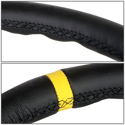 350mm 3 in. Deep Dish Leather Grip Steering Wheel - RST-006BL-Y