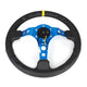 350mm 3 in. Deep Dish Leather Grip Steering Wheel - RST-006BL-Y