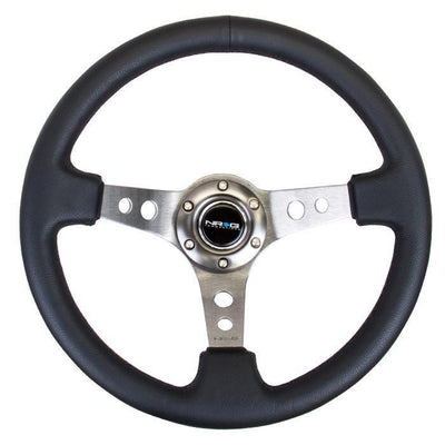 350mm 3 in. Deep Dish Leather Grip Steering Wheel<br>Universal
